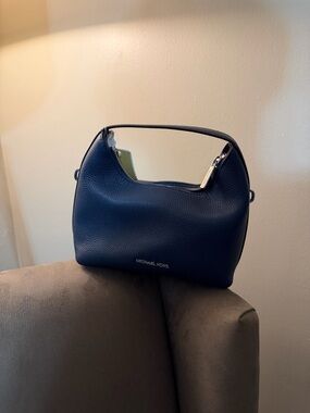 Michael Kors Navy Pebbled Leather Shoulder Bag